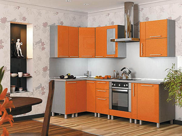 кухня в оранжевых тонах