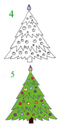 как нарисовать новогоднюю ёлку поэтапно для детей